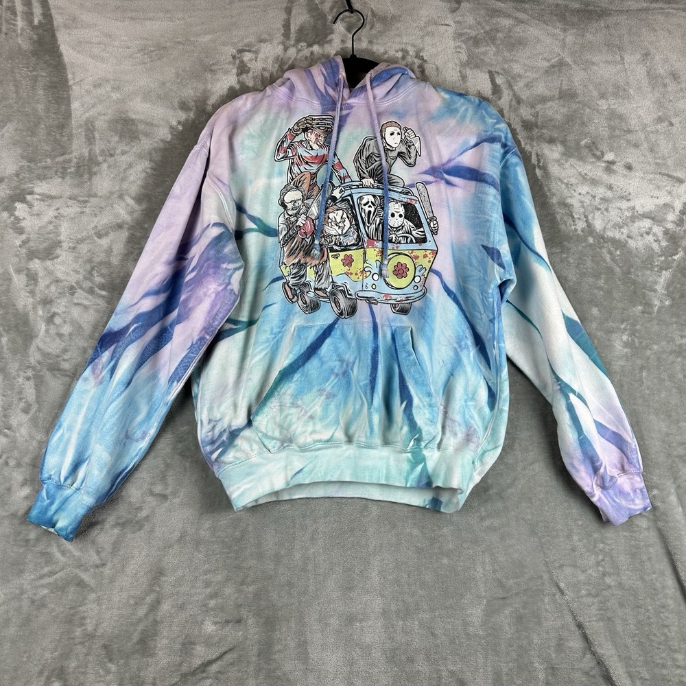 Dye Works Hoodie Sweatshirt Women's M Purple Blue Tie Dye Mystery Machine Horror